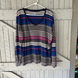 Merona Stripe V Neck Top size 2X